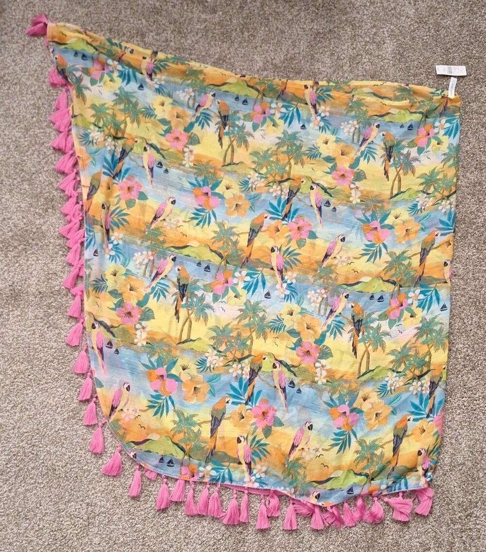 Lane Bryant Swim Tropical Summer Sarong Cover Up Sz 34-40